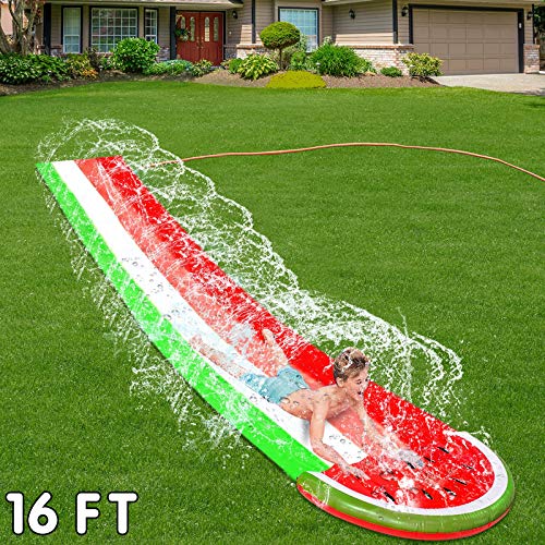 16 Ft Watermelon Lawn Water Slides with Sprinkler