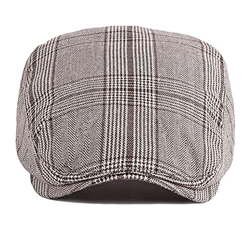 2 Pack Men's Cotton Flat Cap Ivy Gatsby Newsboy Hat (M)