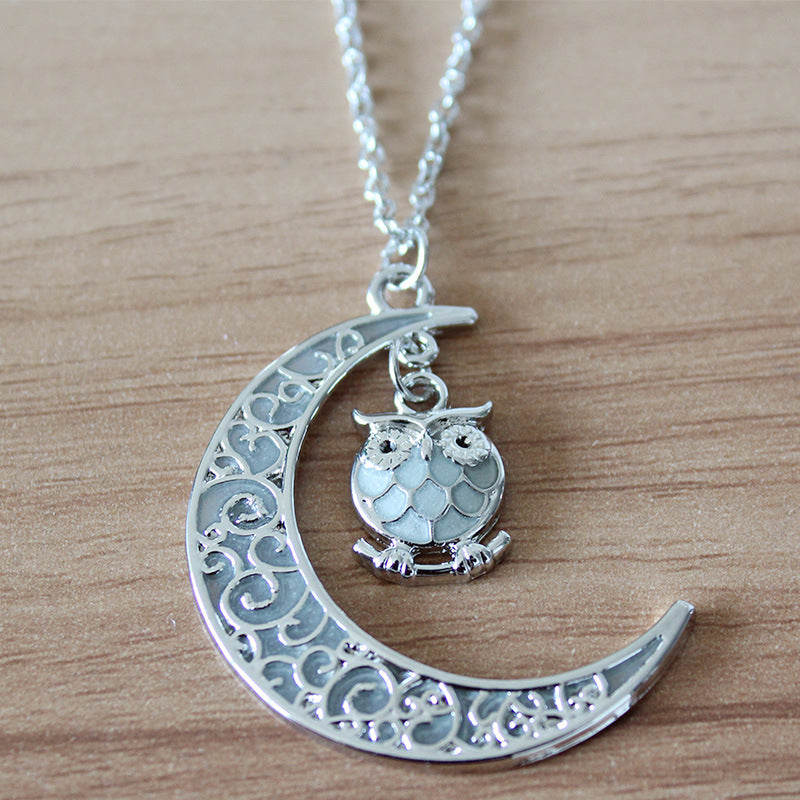 Owl Glow In Dark Pendant Chain Necklace for Women