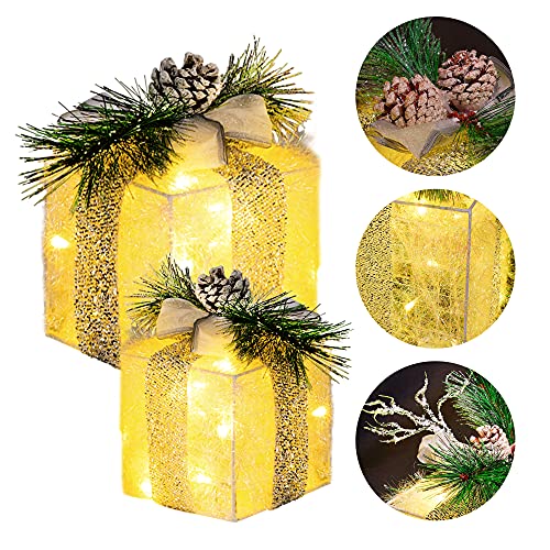 Set of 3 Christmas Lighted Gift Boxes