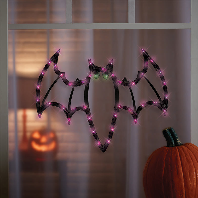 18" Lighted Halloween Spooky Bat Window Silhouette Decoration