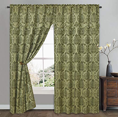 Simple Classic Window Curtain Panel Drape w/ Attached Wave Valance 2pcs Set  54x84"