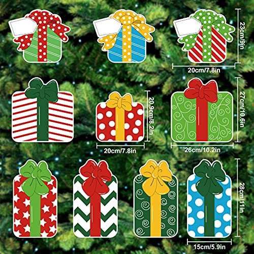 10Pcs Christmas Gifts Yard Sign Decoration w/ 20Pcs Stakes