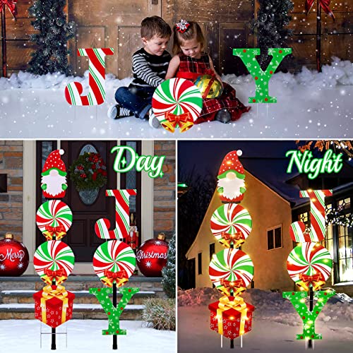 Lighted Christmas Decorations Yard Signs Light Up+ 2 Black Stakes