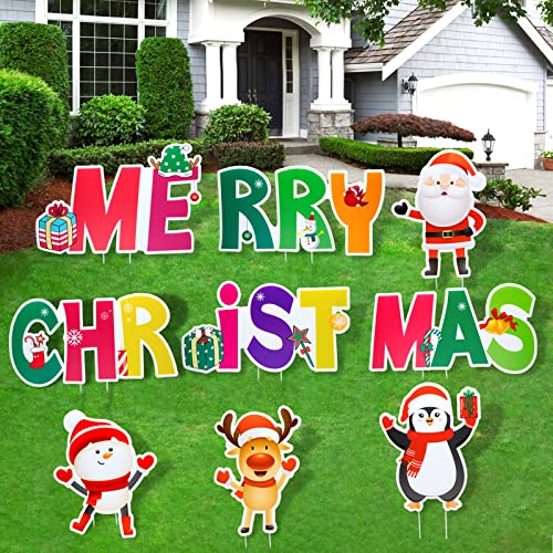 9Pcs Merry Christmas Yard Signs Christmas Decorations