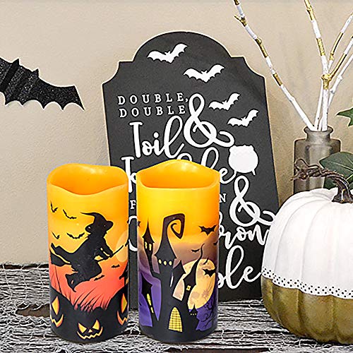 Halloween Flameless Flickering LED Candles with 6-Hour Timer