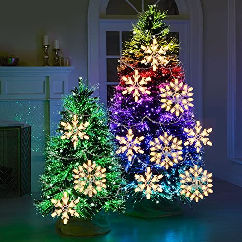 8.5 FT Christmas Snowflake String Lights w/ 6 Drops, 100 Lights Connectable