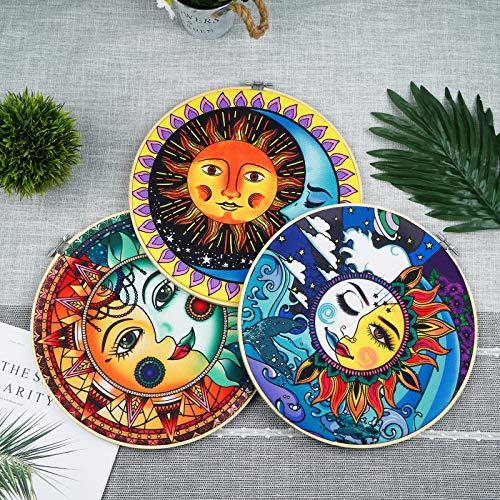 Pack of 3 Sun and Moon Wall Art Decoration with Frame