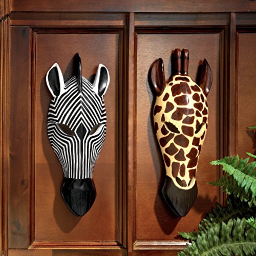Tribal-Style Animal Masks Set of Two ,Full Color Home Decorations