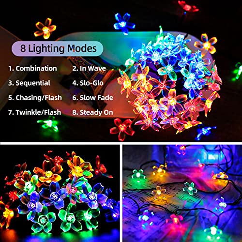 Waterproof Solar Flower Christmas String Fairy Lights