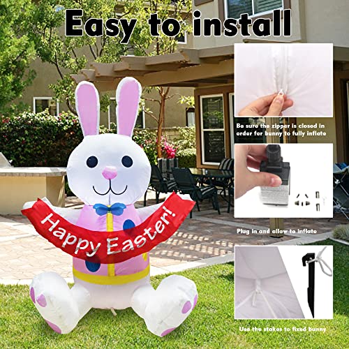 Easter Inflatables Bunny, 3.5FT w/ Built-in LED Lights