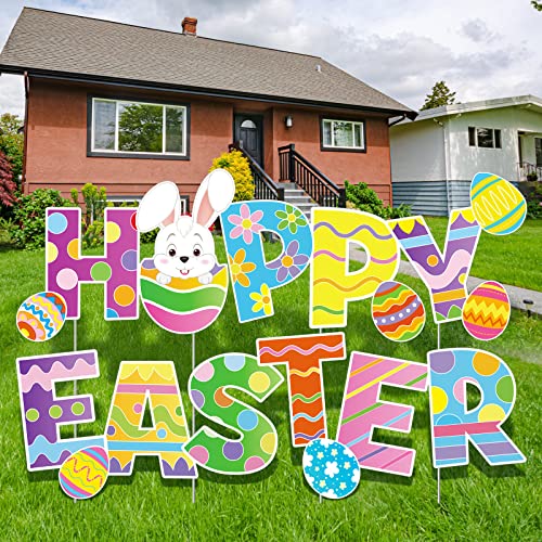 4 Pcs Happy Easter Yard Signs Decorations