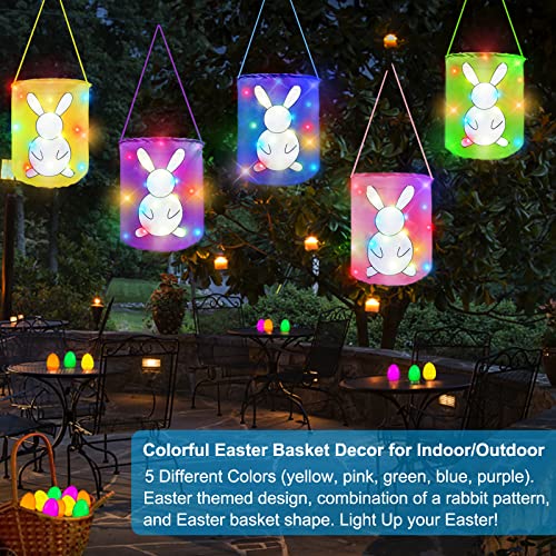 5Pcs Colorful Total of 100 LEDs Easter Lantern Lights