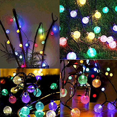 50 LED 24Ft Outdoor String Lights Multi-Colored Waterproof Crystal Ball Fairy Solar String Lights Garden