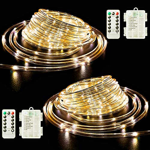 120 LED 8 Modes Lights Battery Operated Fairy String Lights Rope Outdoor Waterproof W/ Remote Multi-Color 40Ft