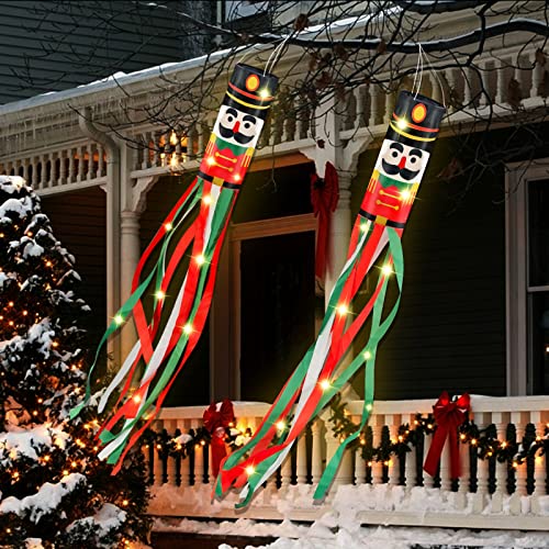 2 Pack 40" Lighted Christmas Windsocks  Christmas Decoration