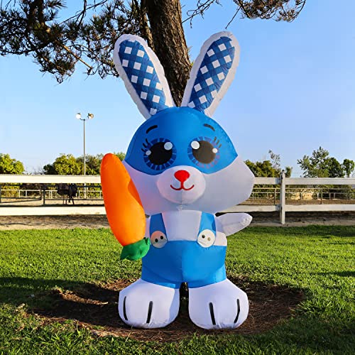 5 ft  Easter Inflatable Decorations Bunny Holding Carrot w/ Build in LEDs