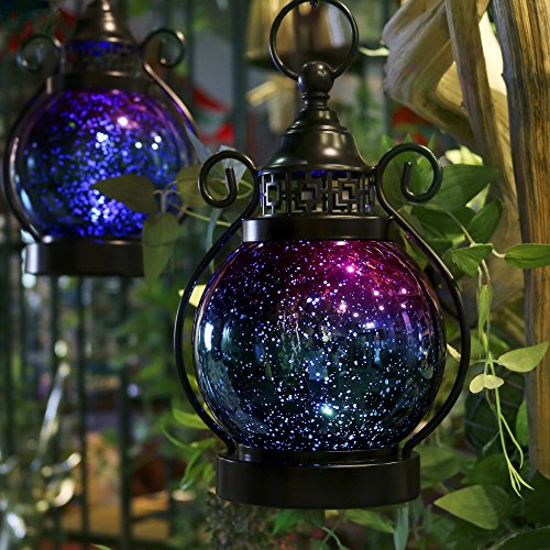 Color Changing Hanging Moroccan Lanterns w/ 2 Timer Modes, Battery Operated