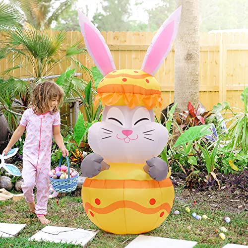 4.5 Ft Inflatable Easter Bunny Break Eggshell w/ LED Lights