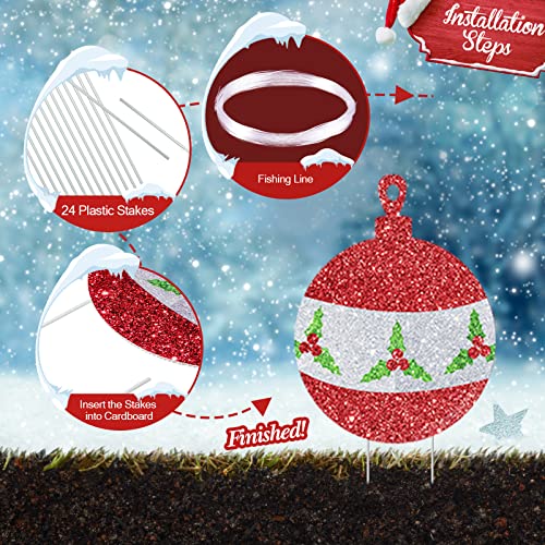 12 Pieces Christmas Balls Yard Sign Lawn Decorations