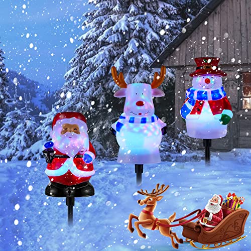 3 in 1 LED Plug In Landscape Path Lights for Holiday Decoration, Snowman Santa Reindeer