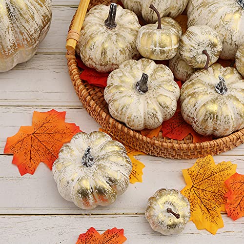 12P-16 PCS Artificial Pumpkins for Fall Halloween Thanksgiving Home Decoration