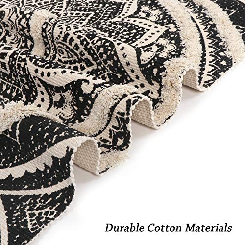 Boho Mandala Runner & Area Rug, Black and Cream
