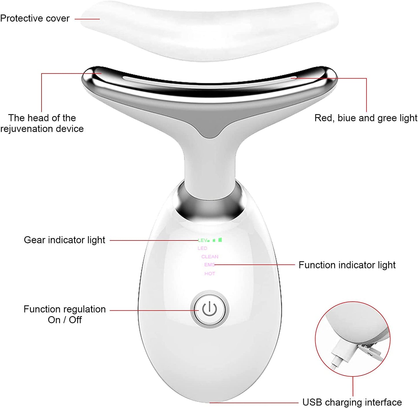 Firming Wrinkle Removal Device for Neck Facial Massage Kit, Double Chin Reducer