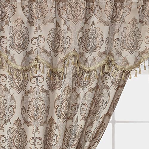 Simple Classic Window Curtain Panel Drape w/ Attached Wave Valance 2pcs Set  54x84"