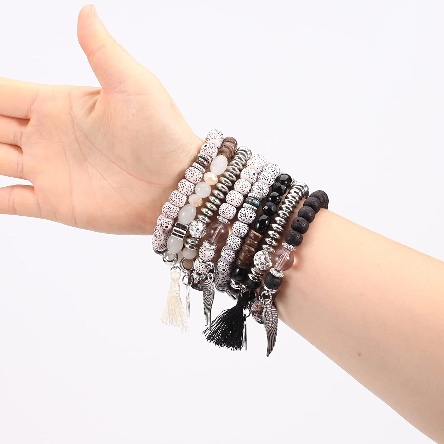 Bohemian Bracelets for Women Stretch Multilayer Colorful Beads Bracelet