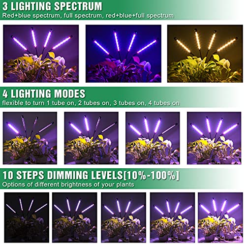 LED Grow Lights for Indoor Plants Full Spectrum Plant Light, 15-60 inches Adjustable Tripod Stand