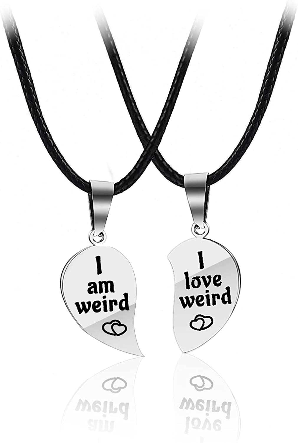 I Love Weird Broken Heart Puzzle Couple Friendship Pendant Necklace Best for Valentines Gift