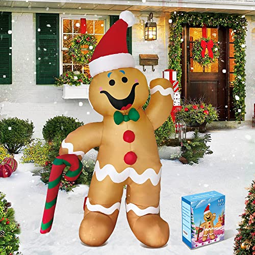 6 FT Christmas Inflatable Gingerbread Man & Snowman