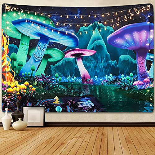 Psychedelic Mushroom Fantasy Plant Fairy Forest Tapestry Wall Hanging