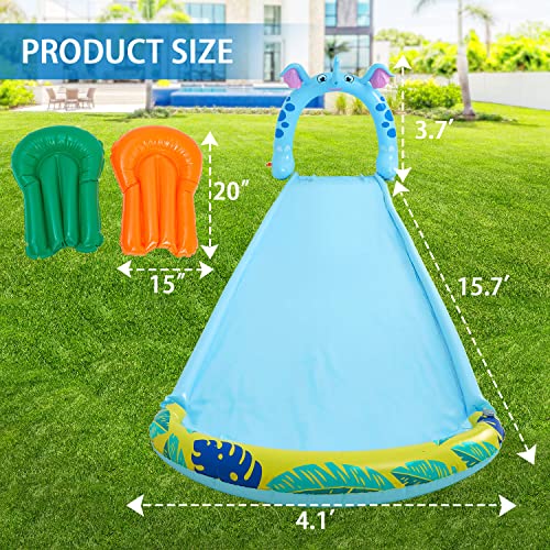 15.7Ft Spraying Inflatable Water Slide Slip w/ 2 Bodyboards