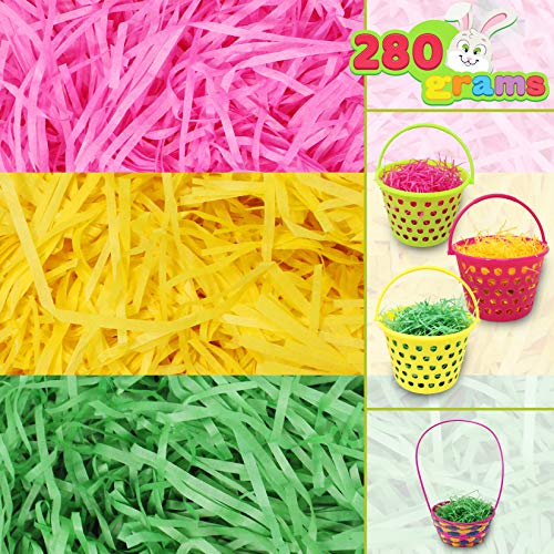Easter Grass Recyclable Paper Shred (Pink, Yellow and Green) Easter Theme Party Decoration