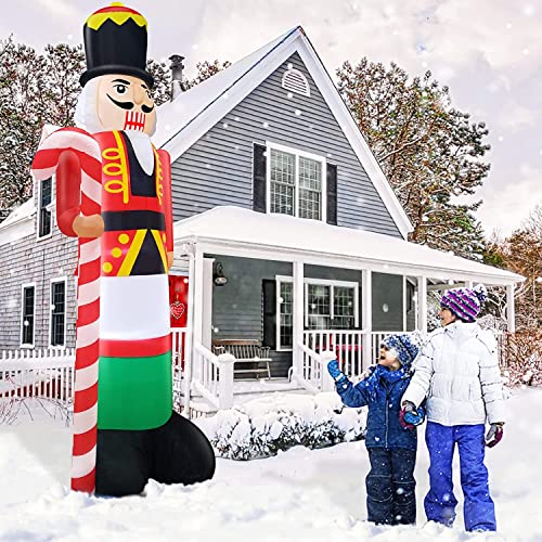 10 Feet Giant Christmas Inflatables  Nutcracker Holds Candy Cane w/ LED Lights