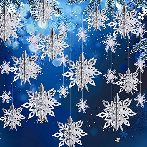 12 Pcs Large 3D Christmas Hanging Snowflake Decorations