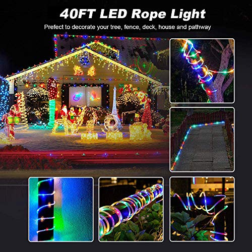 40ft Color Changing Lights String Lights, Battery Powered Light Strip, 8 Modes Hanging Fairy Lights with Remote