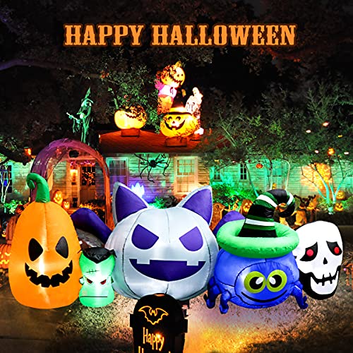 9ft Halloween Inflatables Decoration - Pumpkin & Skull