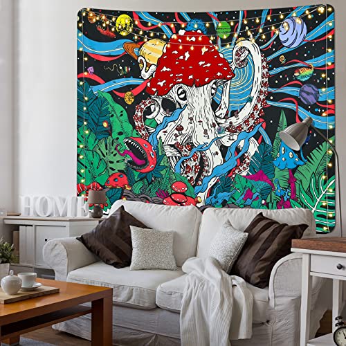 Trippy Mushroom Psychedelic Planets Fantasy Plants Monster Octopus Space Galaxy Tapestry
