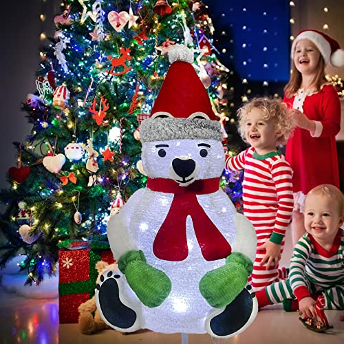 Christmas Plush Polar Bear w/ 45LEDs - Plug-in Power Supply