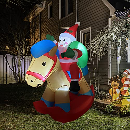 5ft Christmas Inflatables  Santa Claus in Trojan Horse w/ LEDs