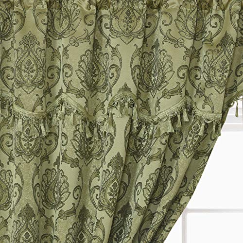Simple Classic Window Curtain Panel Drape w/ Attached Wave Valance 2pcs Set  54x84"