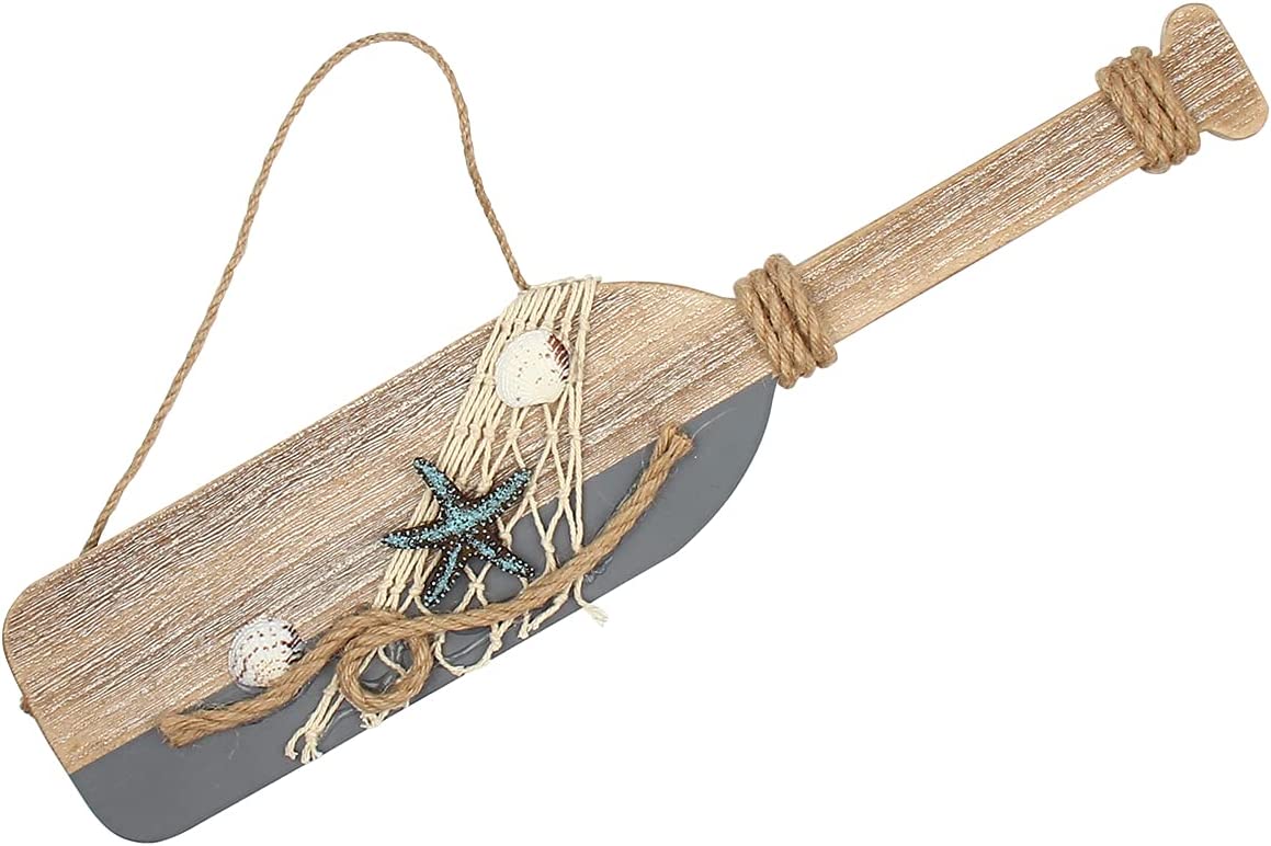 Nautical Paddle Decoration with Starfish & Shells Hanging Home Decoration