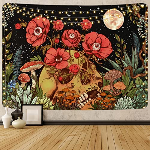 Colorful Skull Floral Tapestry for Wall Decoration