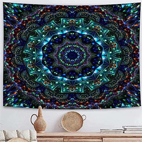 Psychedelic Mandala Wall Hanging Tapestry (51 x 60 Inches)