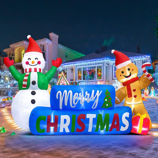 9 FT Merry Christmas Inflatables Decorations with LED Lights