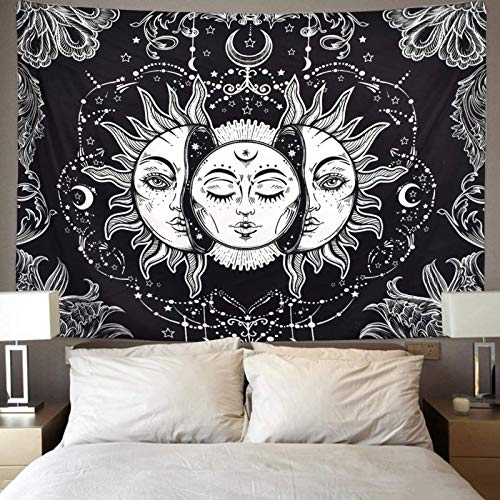 Glowing in The Dark Sun & Moon Tapestry 59.1X51.2 inches