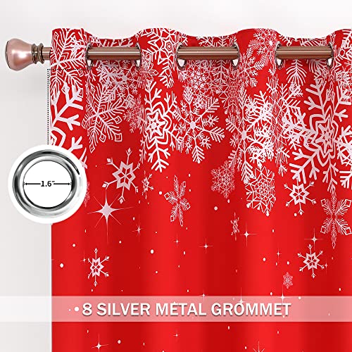 Snowflake Print Thermal Insulated Christmas Curtains